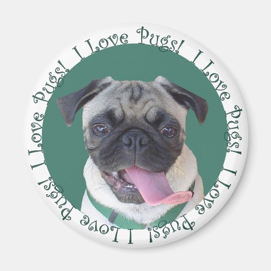 Cute I Love Pugs Magneet (Voorkant)