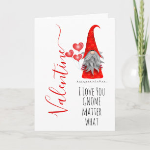 Cute I Love You Gnome Matter What Valentines Day Kaart