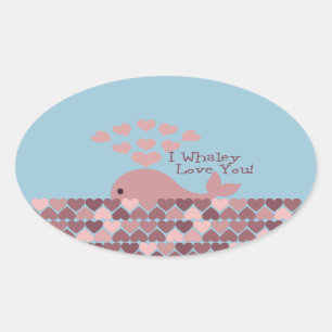 Cute I whaley love you! design Ovale Sticker