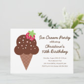 Cute Ice Cream Anniversaire Fête Invitation (Debout devant)