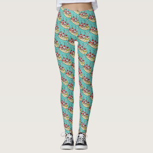 Cute Ice Cream Banana Split Leggings