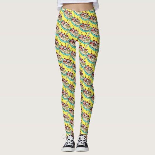 Cute Ice Cream Banana Split Leggings (Voorkant)