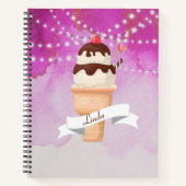 Cute Ice Cream Cone on waterverf Spiral Notebook Notitieboek (Voorkant)