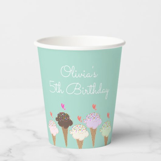 Cute Ice Cream Cone Papieren Bekers (Voorkant)