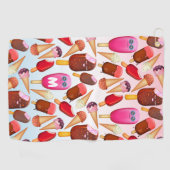 Cute Ice Cream Cone Popsicle Monogram Behandelinge Golfhanddoek (Horizontaal)