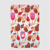 Cute Ice Cream Cone Popsicle Monogram Behandelinge Golfhanddoek (Voorkant)