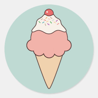 Cute Ice Cream Cone Ronde Sticker