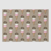 Cute Ice Cream Cone Whimsical Neapolitan Patroon Tissuepapier (Voorkant)
