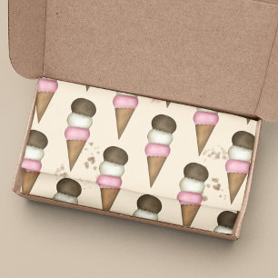 Cute Ice Cream Cone Whimsical Neapolitan Patroon Tissuepapier