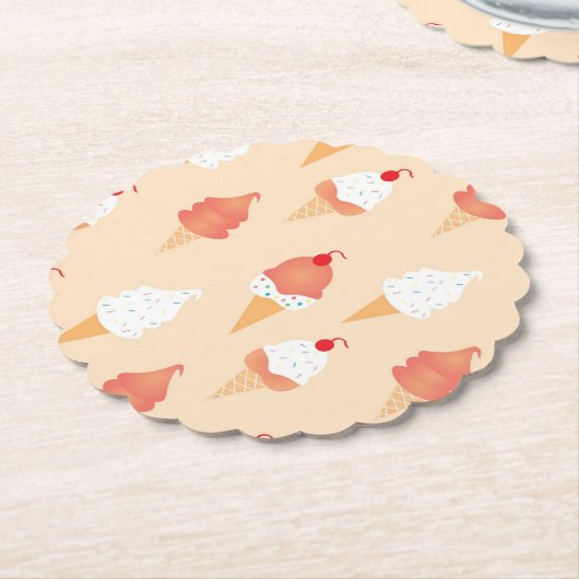 Cute Ice Cream Cone with Sprinkles Pattern Kartonnen Onderzetters (Gekanteld)