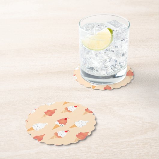 Cute Ice Cream Cone with Sprinkles Pattern Kartonnen Onderzetters (Insitu)