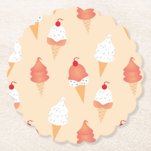 Cute Ice Cream Cone with Sprinkles Pattern Kartonnen Onderzetters (Voorkant)