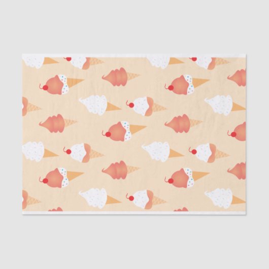 Cute Ice Cream Cone with Sprinkles Pattern Tissuepapier (Voorkant)