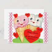 Cute Ice Cream Cones Valentijn Briefkaart (Voorkant / Achterkant)