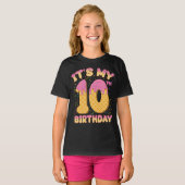 Cute Ice Cream Het is mijn 10e verjaardag 10 jaar T-shirt (Voorkant volledig)