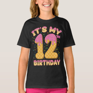 Cute Ice Cream Het is mijn 12e verjaardag 12 jaar  T-shirt
