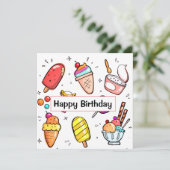 Cute Ice Cream Illustraties Kaart (Staand voorkant)