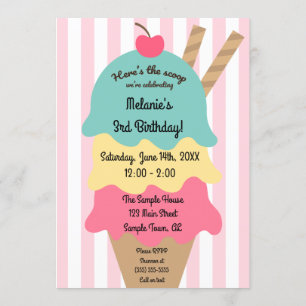 Cute Ice Cream Invitation Anniversaire
