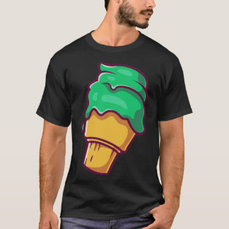 Cute Ice Cream Matcha Cartoon Illustration T-shirt
