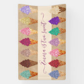 Cute Ice Cream Party Baby Girl 2 jaar of ouder Spandoek (Verticaal)