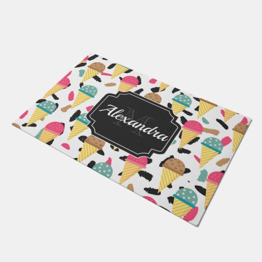 Cute Ice Cream Pattern Deurmat (Schuin)