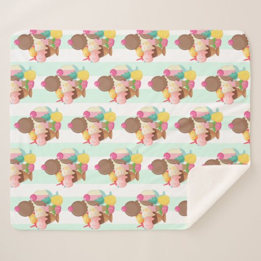 Cute Ice Cream Pattern Sherpa Deken (Voorkant (horizontaal))