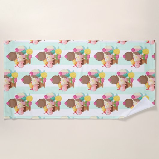 Cute Ice Cream Pattern Strandlaken (Voorkant)
