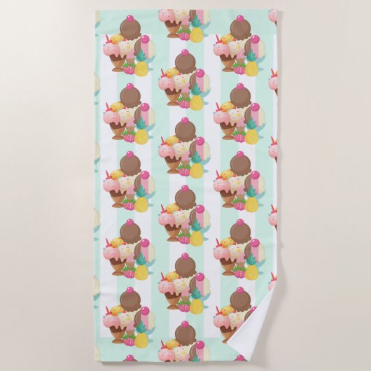 Cute Ice Cream Pattern Strandlaken (Voorkant)