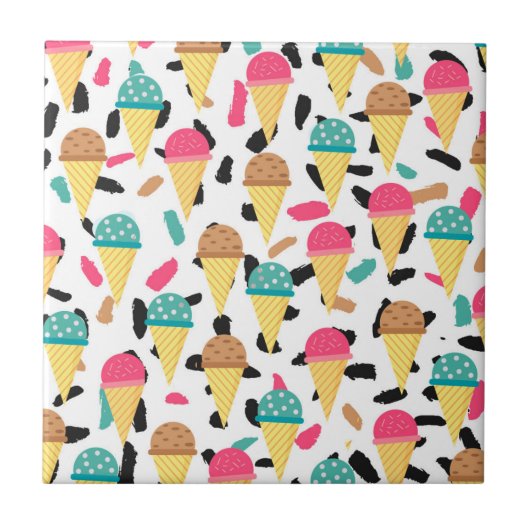 Cute Ice Cream Pattern Tegeltje (Voorkant)