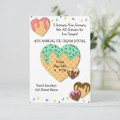 Cute Ice Cream Social Party Invitation (Debout devant)