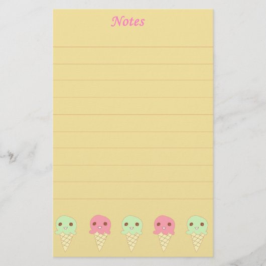 Cute Ice Creams Oranje Briefpapier (Voorkant)