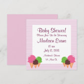 Cute Ice Crème Cone Bébé Douche Invitations (Devant / Derrière)