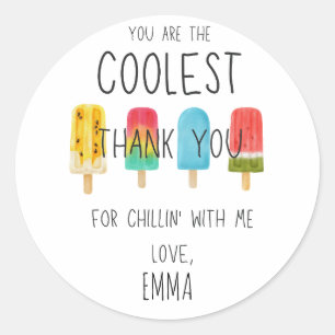 Cute Ice pop jarig Bedankt voor je komst Ronde Sticker