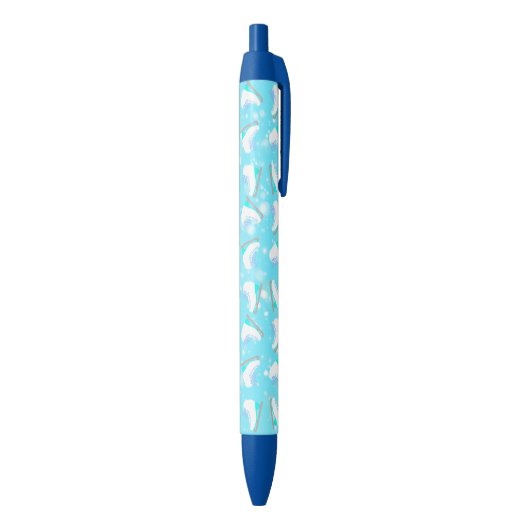 Cute Ice Schaatsen Pattern Blue Figuur Skatel Zwarte Inkt Pen (Achterkant (Verticaal))
