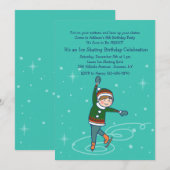 Cute Ice Skater Invitation Kaart (Voorkant / Achterkant)