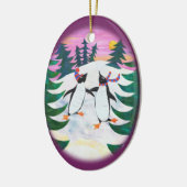 Cute Ice-Skating Penguins Fun Ornament (Links)