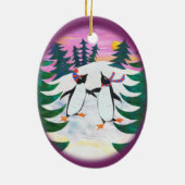 Cute Ice-Skating Penguins Fun Ornament (Achterkant)