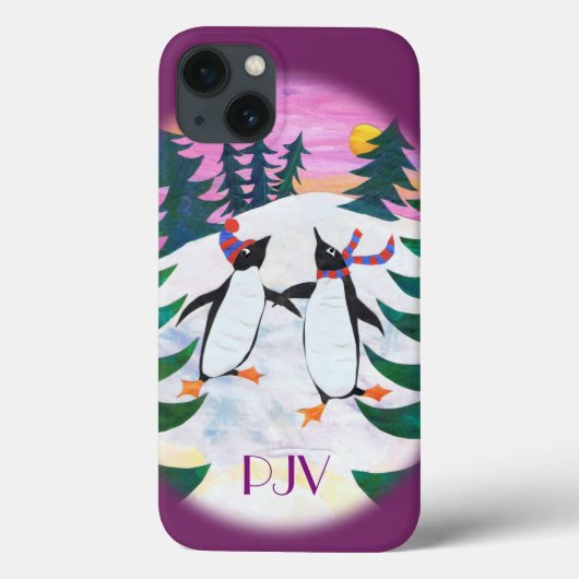 Cute Ice-Skating Penguins iPhone 5/5s Hoesje (Achterkant)