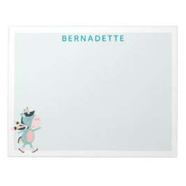 Cute Ice Skating Unicorn Blauwgroen Roze Aangepast Notitieblok