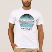 Cute Ice Skating Winter Village Scene Snowy Lights T-shirt (Voorkant)