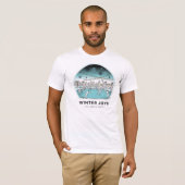 Cute Ice Skating Winter Village Scene Snowy Lights T-shirt (Voorkant volledig)