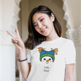Cute Icicle Girl Sister Cute Snowman Face T-shirt
