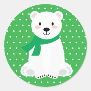 Cute Ijsbeer Baby Shower Groen Ronde Sticker
