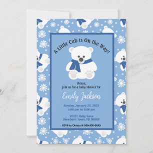 Cute Ijsbeer en Sneeuwvlokken Baby Shower Kaart