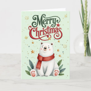 Cute Ijsbeer Kerstkaart Feestdagen Kaart