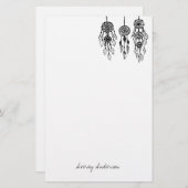 Cute Illustrated Bohemian Dreamweaver Monogram Briefpapier (Voorkant / Achterkant)