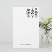 Cute Illustrated Bohemian Dreamweaver Monogram Briefpapier (Staand voorkant)
