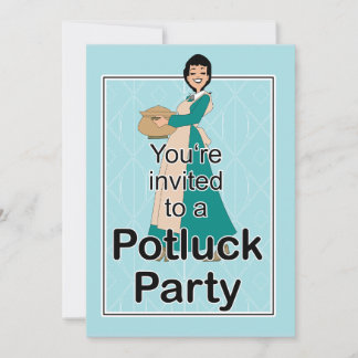 Cute Illustrated Potluck Invitation Kaart