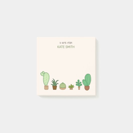 Cute Illustrated Succulents and Cactus Post-it® Notes (Voorkant)