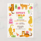 Cute illustrated wild animals first birthday briefkaart (Voorkant)